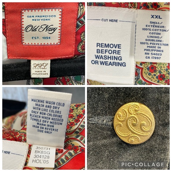Vintage Old Navy Womens XXL Blazer Black Velvet Red Paisley Lining Academia Y2K - Picture 7 of 15
